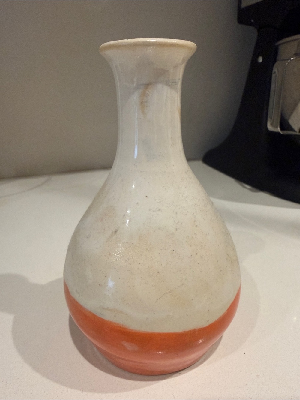 Handcrafted White and Orange Ceramic Vase - Home Accents - small
